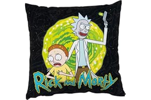 United Labels Poduszka Rick and Morty, poduszka pod głowę 30 x 30 cm, czarna, na sofę, portal gun, poduszka dekoracyjna dla fanów