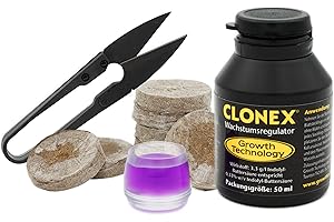 TAURO FROMMPA Tauro Clonex Set (Clonex 50 ml, Container, Scissors and 24 x Branded Peat Sourcing Tablets by Jiffy) Root Stimulator, Root Hormone, Rooting Gel, Souring Pots, Coconut Fibre