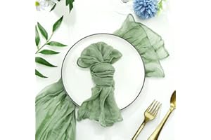 3Z FUNJXHEY 30 Stück Gaze Käsetuch Servietten Sage Green Gauze Cheesecloth Napkins Dinner Soft Cotton Table Vintage Boho handgefärbte Baumwolle 50 x 50 cm Hochzeit Party Brautparty Cafe Restaurant (30er Hellgrün)