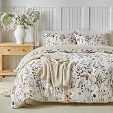 Lekesky Duvet Cover for 135/150 Bed, Duvet Cover 240 x 220 cm with Flowers and Leaves Pattern Microfibre 3 Pieces Composed of