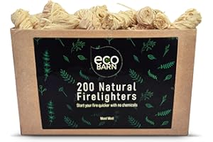 Eco Barn Natural Firelighters (Box of 200) Natural Fire Lighters for Wood Burners, Pizza Ovens & Open Fires. BBQ Lighters, Fire Starters for Log Burners – Genuine Eco-Barn Fire Wood & Eco Firelighters