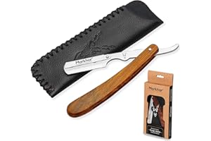 MARKHOR® Cut Throat Razor Kit, Wooded Genic Straight Razor, Professional Barber Razor, Premium Quality Straight Edge Razor, Moustache & Beard Shaving Razor, Single Blade Razor
