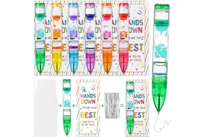 AUGENSTERN 48 Pcs Colorful Liquid Motion Bubbler Pens School Students Gifts Inspirational Teacher Gifts Novelty Fun Timer Pen with Inspirational Card Gift Bag Thank You Gift for School Office Supplies