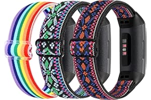RockloookY 3Piezas correas elásticas compatibles con correa Fitbit Charge 3/correa Fitbit Charge 4, correa de repuesto deportiva de nailon suave para mujeres y hombres
