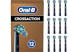 ‎ORAL-B Oral-B Pro CrossAction Wymienne Końcówki Z Okrągłymi Główkami Dla Dokładnego, Delikatnego Mycia Zębów, Pasują Do Szczoteczek Elektrycznych Poza Pulsonic i iO, Zestaw 12 Sztuk, Czarne