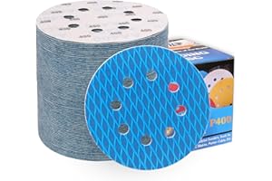 ALPXUXP Forma di Diamante Dischi Abrasivi 125mm Grana 400,Design Anti-intasamento Carta Vetrata 8 Fori,per Levigatrice Rotorbitale Eccentrica（80 Pezzi）