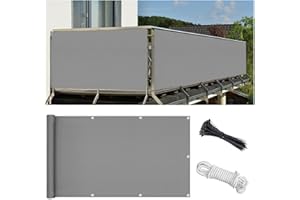 Flyace Brise Vue pour Balcon 90x300cm Couverture de Écran Jardin 180g/㎡ Polyester Protection UV Résistant Déchirures Vent Protection Contre Les Regards avec Attaches de Câble et Cordons