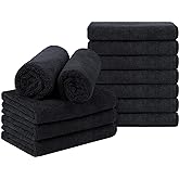 Orighty Salon Towel Black, 12 Pack (Not Bleach Resistant, 16 x 29 Inch) Super Soft and Absorbent Microfiber Towels for Beauty
