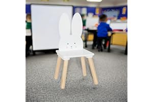 2you Kids Bunny Chair Wooden Cute Animal Rabbit Design Forest Furniture Nursery School Home Decor for Desk Table Stool Children Girls Boys Toddlers Ages 3-6 years