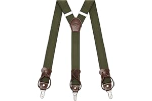 Kohentact Braces for Men with Clip and Button Attachment Options, Includes 6 Buttons, 1.4 Inch Width Y-Shape for Heights up to 6'7", Stainless Steel, XL Elasticity Adjustment Suspenders