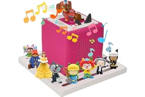 Gieanoo Square Tonies Storage Shelf,for Toniesbox 2/1 Tonie Shelves Magnetic with Pine Wood Organizer Figures 12-30 Characters Compatible Charging Station Tonies Box Shelf for Kid's Room(White)