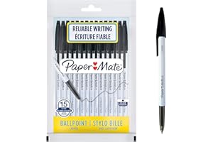 ‎PAPER MATE PAPER MATE 2108182 45 Kugelschreiber | mittlere Spitze (1,0 mm) | schwarze Tinte | 15 Stück