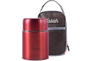 FASIAH Food Thermos con borsa calda 750ml: scatola da viaggio impermeabile per pasti caldi, caffè tazza zuppa da asporto, contenitore in acciaio inossidabile, doppio scomparto per alimenti (rosso)