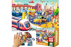 QUOKKA Puzzle Gigante Niños 3 4 5 Años - 60x90 cm 48 Piezas Puzzle XXL de Suelo Infantiles 5 6 Años - Grande Juguete con Coches Urbano - Regalo Educativo para Niños y Niñas de 2 a 6
