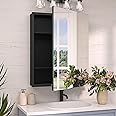 TokeShimi 20x26.1 Recessed Medicine Cabinet Mirror with Storage Tempered, Aluminum Surface Mount Medicine Cabinet Mirror Black with Stepless Adjustable Shelves for Bathroom Farmhouse Modern