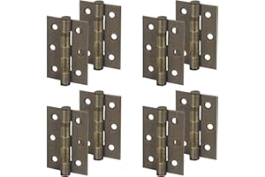 Decoranddecor Door Hinges Internal - Fire Rated - 3inc / 76mm - Ball Bearing - Steel - Antique Brass - 4 Pairs
