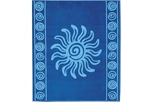 Delindo Lifestyle® Toalla de Playa Tropical Sol Azul XXL, 100% algodón, Hecho de algodón Egipcio, 180x200 cm Grandes