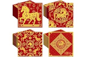 XIMINWZM 40 Pcs Chinese New Year Napkins, Chinese New Year Decorations 2026, Red Napkins, Happy New's Year's Napkin, Spring Festival Party Decorations News Years Eve Supplies