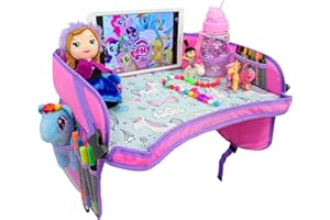ECOZEN LIFESTYLE CarSeat Tray -Toddler Travel Tray- Keep Kids Occupied & Entertain for Hours, Road Trips Essential For Kids, Sturdiest & Most Comfortable Travel Tray for Car Seat (Pink)