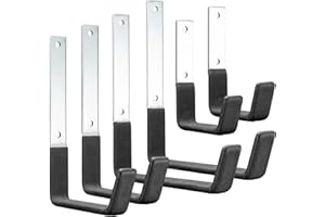 Ganchos de Utilidad Resistente PYBTOOL, Ganchos de Almacenamiento para Pared de Garaje, Ganchos para Escaleras, Organizador de Herramientas de Jardín (Paquete de 6)