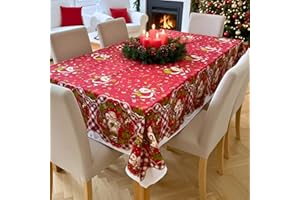 o-day Tovaglia Natalizia Rettangolare In Cotone o Poliestere – Tovaglie Natalizie Eleganti Da 6 12 18 Posti Antimacchia - Made in Italy (Rosso – Magia dei Regali, 12 Posti - 140x240cm)