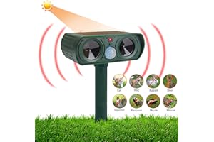 CSYY Cat Repellent Ultrasonic Animal Repeller, Solar Cat Deterrents Outdoor, Waterproof Animal Control with Motion Sensor and Flashing Light for Garden Yard Field Farm Cats, Dogs, Wild Animals