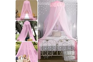 FORHOME Moskitonetz, Himmelbett Vorhänge Moskitonetz Bett Spitzen-Betthimmel Moskitonetz Doppelbett/Einzelbett Prinzessin Mückennetz für Haus Dekoration Outdoor Camping Gegen Insekten Mücke -rosa