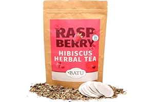BATU Te de Hibisco en Bolsitas con frambuesa y hierba limón | Flor de jamaica para infusion | Premium | 20 Bolsitas de infusiones ecológicas | Diureticos Retencion de Liquidos