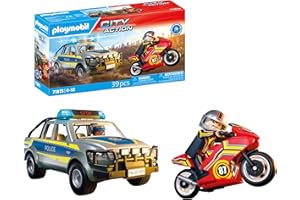PLAYMOBIL | Action Heroes | Verfolgungsjagd mit Polizei Pick-Up | Polizei-Spielzeug mit Licht- & Soundeffekten | Actionreiches Abenteuer-Spielzeug | Für Kinder ab 4 Jahren | 71875