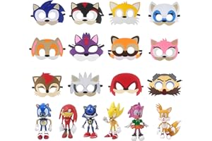 Udekit Sonic Maschere Sentito Occhi Mask Personaggi Modello Giocattolo Party Maschere Bambini Partitoaccessori Decorazioni Halloween Cosplay(18pezzi/Set)
