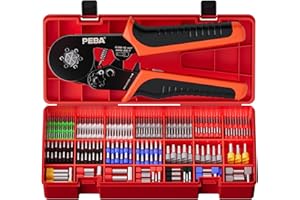PEBA Kit de Crimpadora Terminales Electricos, Terminales Alicates 0.08-10.00 mm² con 21 clases de Punteras Electricas, Engarzadora de Crimpado Alicates - Hexagonal Crimpadora Terminales