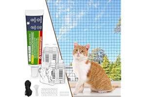 Aystkniet Filet de Protection pour Chat Balcon sans Percer, 2×3M / 4×3M / 6×3M / 8×3M - Filet Chat Balcon Renforcé avec Crochets Adhésifs, Silicone & Crochets