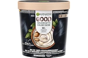 Garnier GOOD permanent hårfärg 1,10 midnatts-svart – färg utan ammoniak, upp till 100% grå täckning, 1 st.