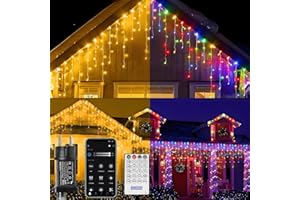 Anmossi Guirlande Lumineuse Noël Changement de Couleur pour Extérieur,15m 600 LED,Contrôle par APP,Synchronisation Musicale,Étanche,pour Avant toit,Cour,Décoration de Noël,Blanc Chaud et Couleur