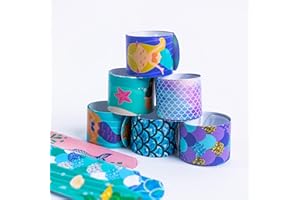 Toyseum 30 x Mermaid Slap Bands, Fillers for Girls Party Bags, Favours for Kids Under the Sea Themed Parties, Multi-Pack Snap Bands, Pack of 30