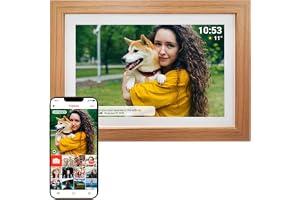 Denver Digital Fotoram WiFi Frameo 10,1 Tum, Ljust Trä | Digital fotoram med app, ekfront, digital kalender, IPS-pekskärm, 16 GB, microSD