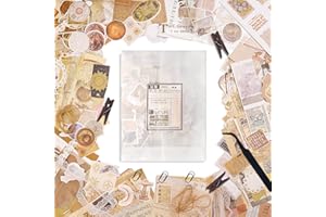 CMBPNNGS 251 Pezzi Scrapbooking Kit Vintage Stickers Bullet Journal Piante Animali Notizie Universo Adesivi con Accessori per Regalo Fai da Te Scrapbook Journaling