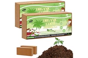 Riare Organisch Kokosfaser Natürlich Kokos Ziegel Gepresst Torffreie Erde für Zimmerpflanzen Balkonkästen Gartenbeete Orchideen Pflanzenerde (2 Pack)