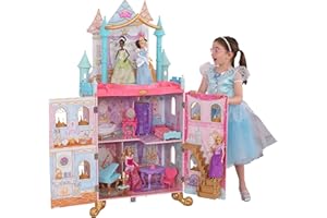 KidKraft Principesse Disney Dance & Dream Castello Casa Legno per Bambole di 30 Cm con Accessori e Mobili inclusi, Casa a 3 Livelli di Gioco, Giocattolo per Bambini 3+ Anni, 10276