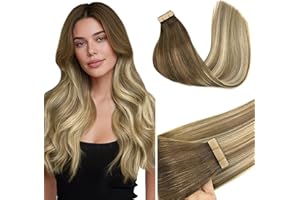 GOO GOO Extensiones Adhesivas Pelo Natural, 40cm 20pcs 50g Marrón Nogal a Castaño Ceniza y Rubio Blanquecino Extensiones de cabello, Remy Extensiones de Cabello Natural Humano Auténtico