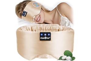 Musicozy Sleep Mask with Bluetooth Headphones,100% Natural Silk Eye Mask Headphones for Men Women,Soft Sleep Headphone Bluetooth Eye Mask for Sleeping,Travel,Relax,Yoga,Meditation