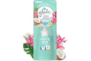 Glade Sense & Spray Recharge Diffuseur à Détection de Mouvement - Infusé Aux Huiles Essentielles - Jusqu'à 2Mois de Parfum - Tropical Blossom - 1 Recharge de 18ml