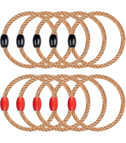 Jeu De Lancer D'anneaux En Bois - 8 Pièces, Corde Naturelle, Couleurs Vives, Jeu Extérieur Pour Enfants (garçon/fille) - 9
