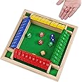 Fentar Shut the Box Game 4 Player, Puzzle Dice Games, Premium Wooden Dice Board Game, Fun Close the Box Game, Colorful Wooden Games with 8 Dices, Educational Table Math Game, Holiday Games for Family
