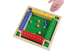 Fentar Würfelspiel Holz, Bildungs Shut The Box 4 Spieler, Hochwertig Holz Spiele, Bunt Tabletop Taktikspiel mit 8 Würfel, Würfelspiele für Erwachsene & Kind, Mathe Klappbrett Spiel für Familie