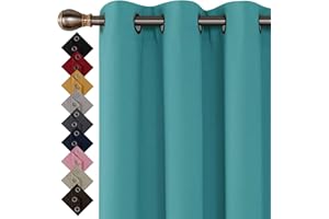 GENERIC Turquoise Blackout Thermal Insulated Curtains for Bedroom Ring Top Eyelet window Curtains & Drapes (66 x 54 Inch, 2 panels)