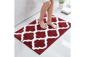 Homaxy Antypoślizgowy dywanik łazienkowy, nadaje się do prania, wysokie runo, puszysty dywanik łazienkowy, z mikrofibry, 60 x 90 cm, kolor czerwonego wina