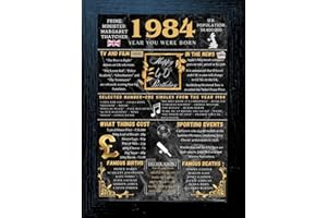 Aryllis A4 Framed 40th Birthday Print, The Year You Were Born - 1984, Manufactured in the U.K., Birthday Gift for 40 Year Old - Black Frame