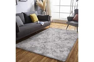 JURLEA Tappeti Soffici Tappeti per Soggiorno Tappeto Morbido Antiscivolo per Camere da Letto Moderne (120 x 160 cm, Bianco grigio)