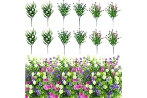 XNSHUN 12 Bündel Künstliche Blumen Balkon Kunstblumen, Wetterfest Kunstpflanzen Außenbereich Büsche Plastik Blumenstrauß, Sträucher Pflanzen Zum Aufhängen Für Innen Außenbereich Garten Balkonkasten, 3 Farben